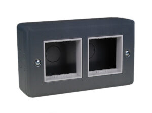 Compatible Sizes: Accepts 45mm x 45mm and 22.5mm x 45mm modular devices. Strong Metal Build: Ensures long-lasting protection and reliability. Easy Installation: Designed for straightforward surface mounting. Versatile Application: Suitable for a wide range of outlets, switches, and frames. Certifications: CE approved for quality and safety compliance.