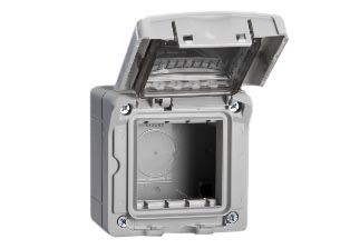 Weatherproof 2-Gang IP55 Surface Mount Box with Lid – Gray